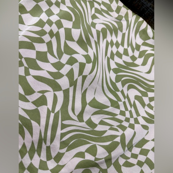 For Love & Lemons Aiko Green Pink Disoriented Checkered Mini Skirt Sz Medium - Picture 7 of 16